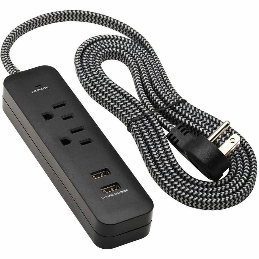 Power Strip 2 NEMA Outlet Surge Protector Power Strip with Dual USB-A Charging Ports & EMI/RFI Noise Filter