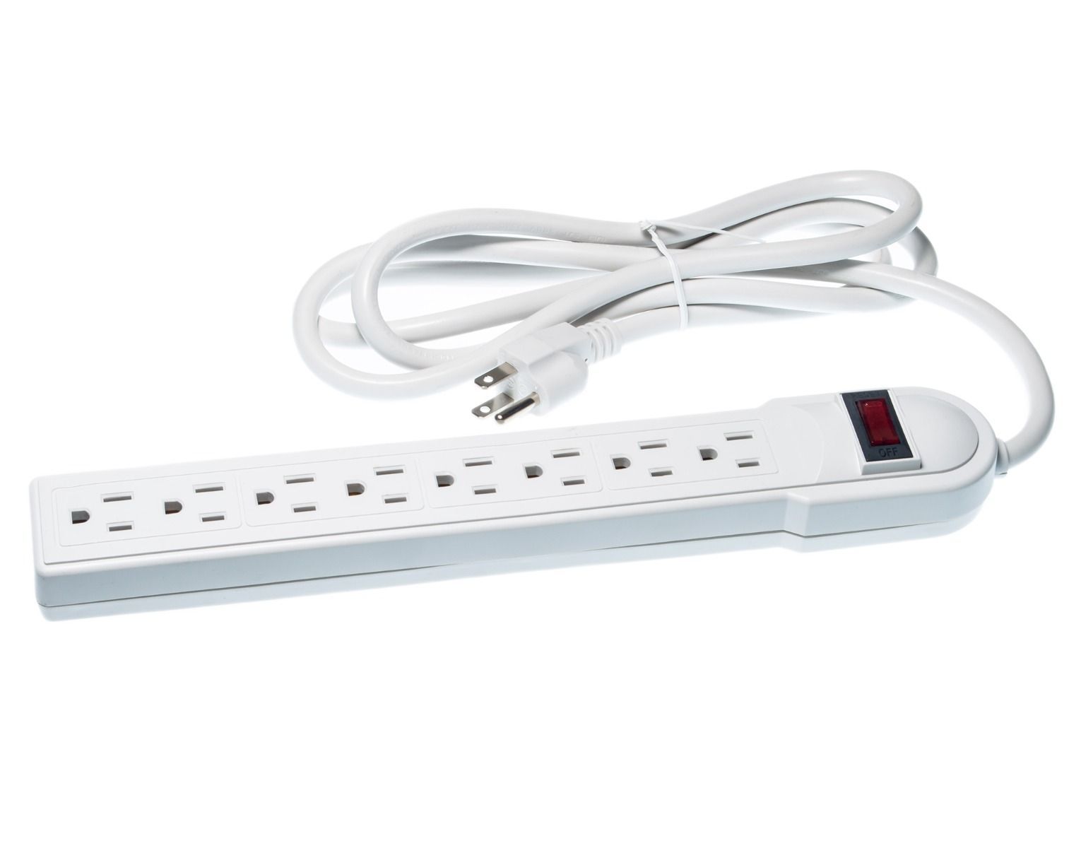 Power Strip 8 Vertical Outlet Surge Protected Plastic Power Strip with 6FT Extension Cord
