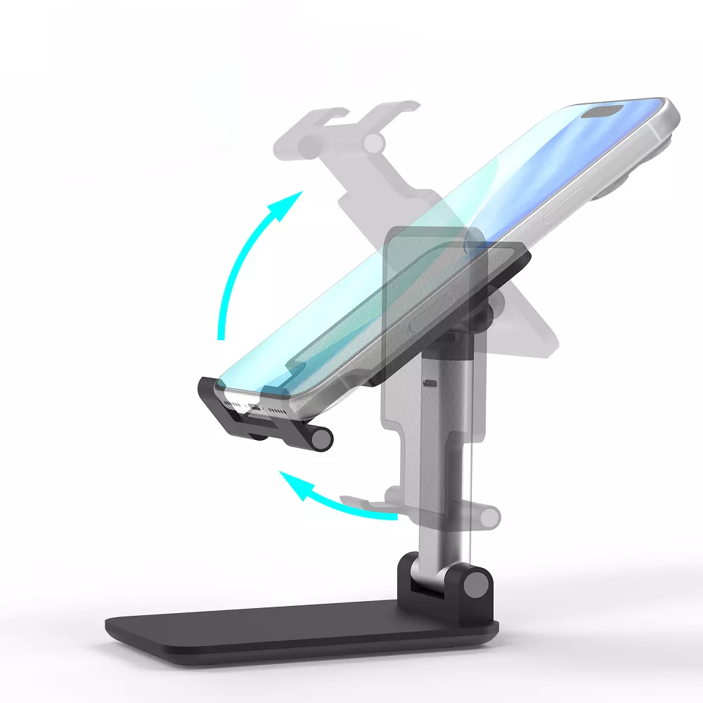 Phone Stand Foldable Extendable Adjustable Desktop Phone Holder with Anti-Slip Silicone Pad