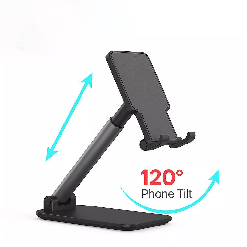 Phone Stand Foldable Extendable Adjustable Desktop Phone Holder with Anti-Slip Silicone Pad