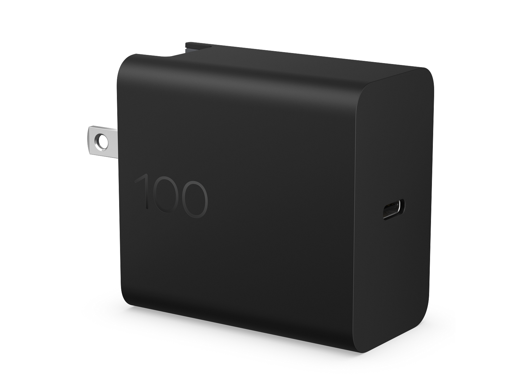 USB Charger 100W GaN Foldable Prong Single Port USB-C Wall Charger with 2m USB-C Cable