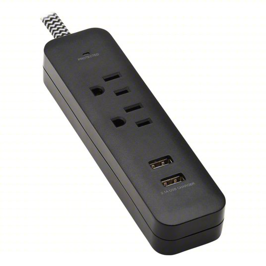Power Strip 2 AC Outlet Surge Protected Power Strip with Dual USB Charging Ports