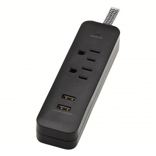 Power Strip 2 AC Outlet Surge Protected Power Strip with Dual USB Charging Ports